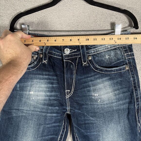 Rock Revival Emilie Boyfriend Jeans Women’s Size 27 Embellished Whiskers Fade - Picture 9 of 14